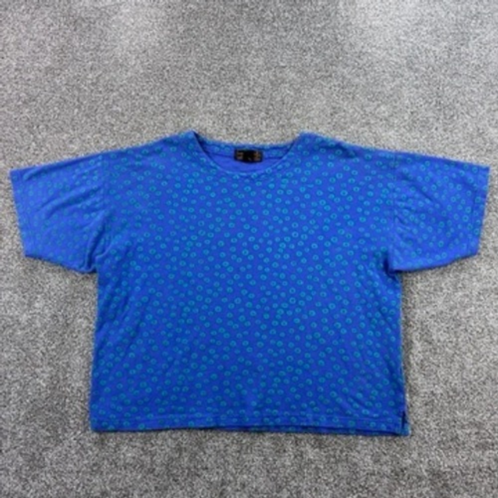 Vintage Eddie Bauer Shirt Women's XL Blue Green Polka Dot Birdseye‎